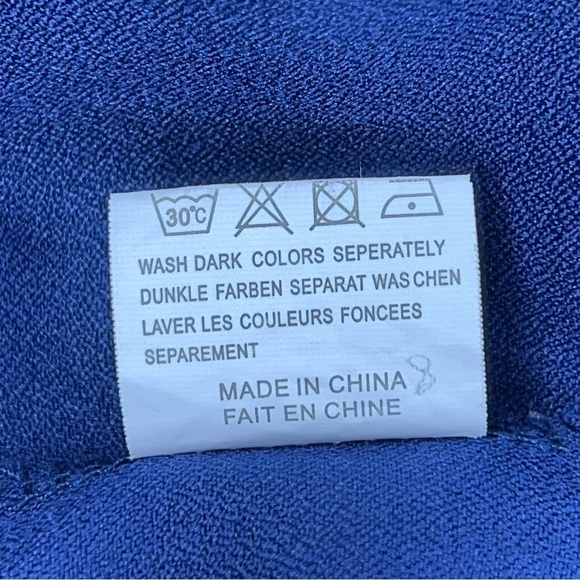 SMALL NAGOO NAVY BLUE WRAP DRESS RUFFLE ACCENT TIE CLOSURE - Picture 13 of 13